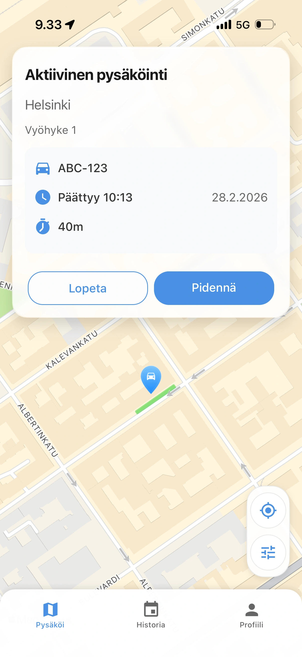 Jatka, lopeta ja vastaanota kuitti
